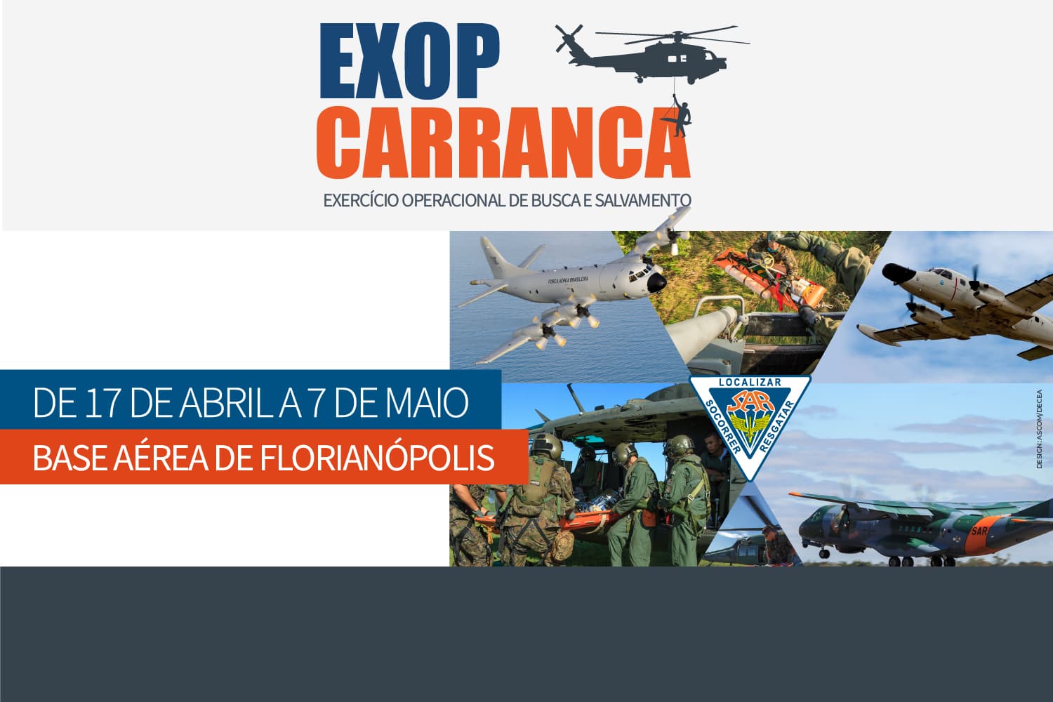 Material institucional do EXOP Carranca, exercício operacional de Busca e Salvamento